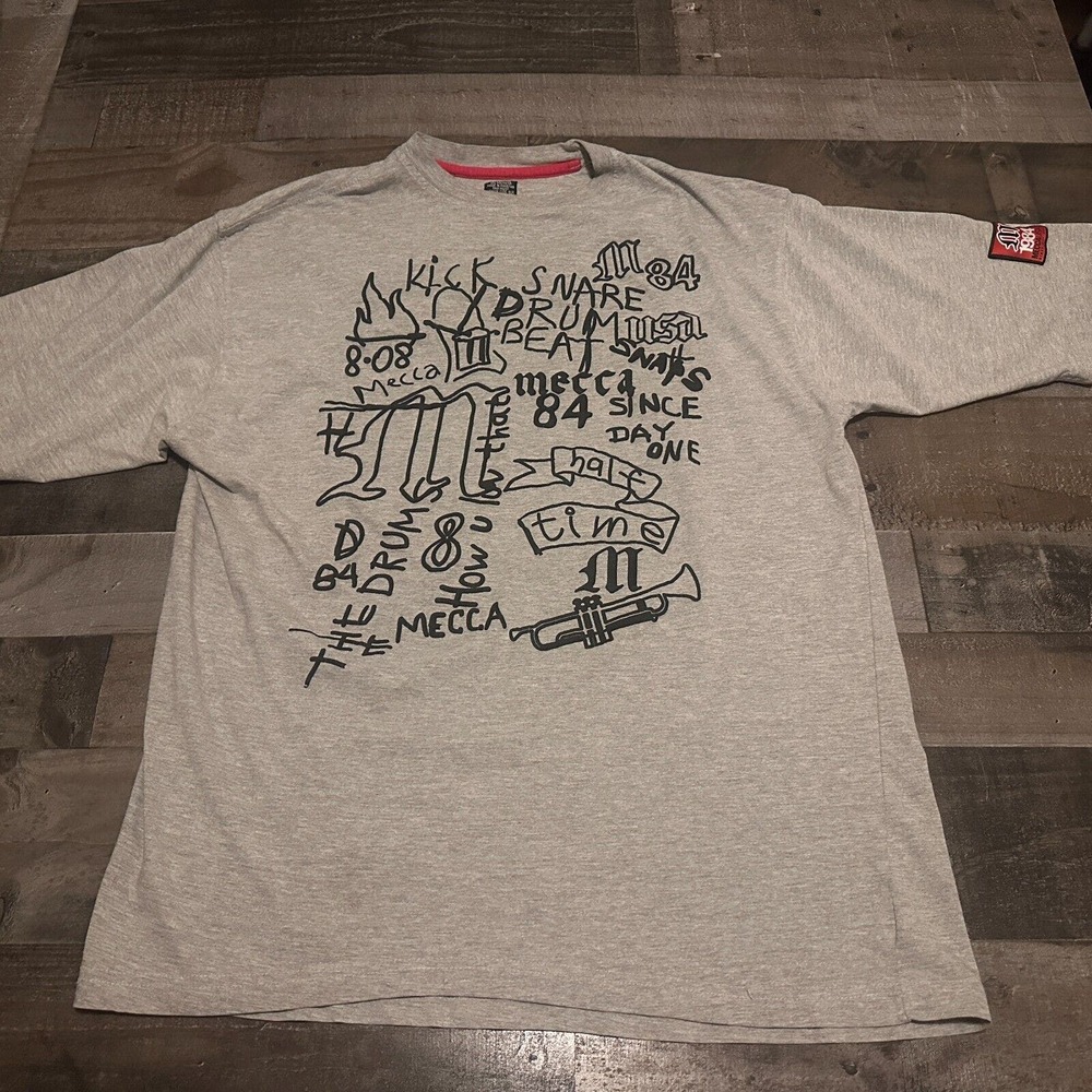 Vintage Mecca Shirt Mens XXL Gray 90s Y2K Baggy Hip Hop Streetwear Made In USA